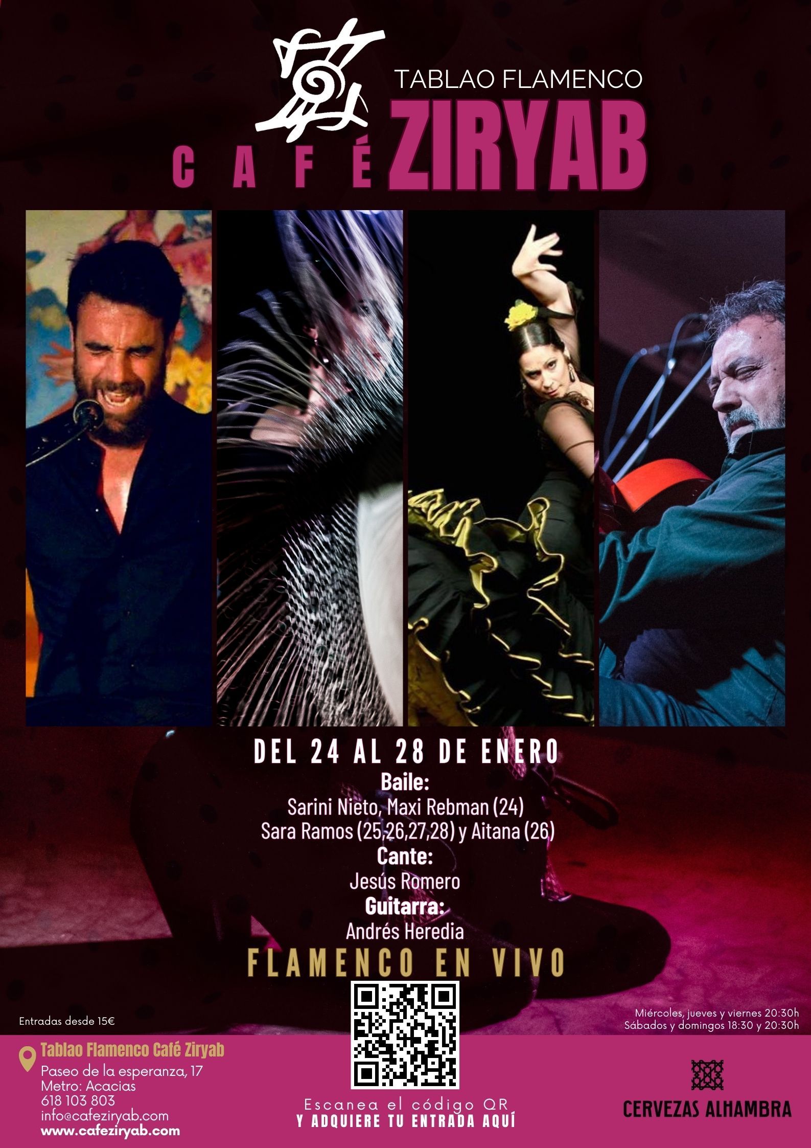 Programación del 24 al 28 de enero en Tablao Flamenco Café Ziryab