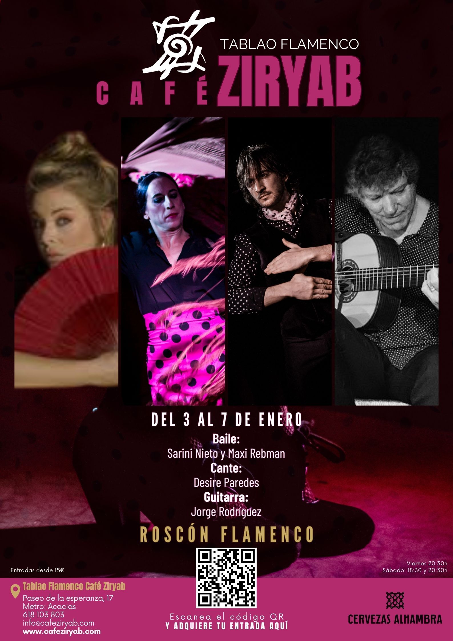 Programación del 3 al 7 de enero en Tablao Flamenco Café Ziryab