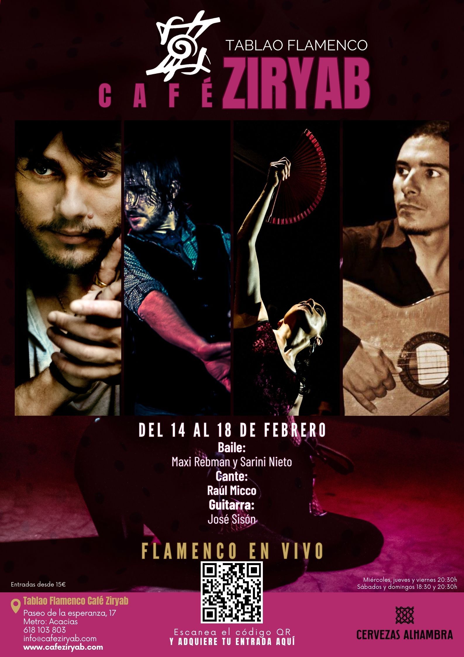 Programación del 14 al 18 de febrero en Tablao Flamenco Café Ziryab