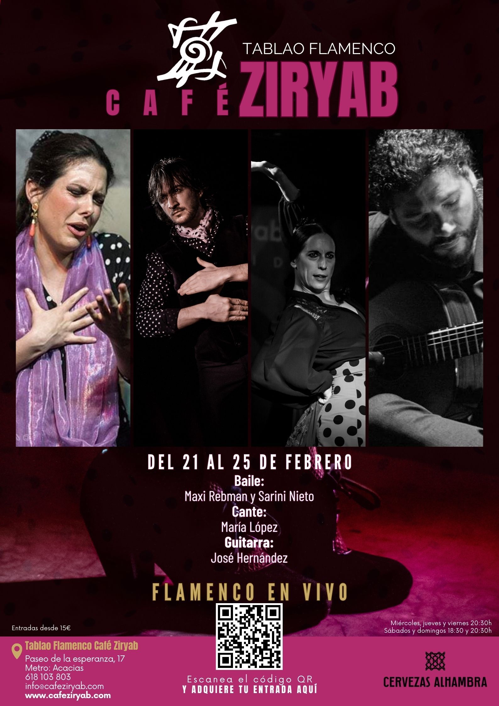 Programación del 21 al 25 de febrero en Tablao Flamenco Café Ziryab