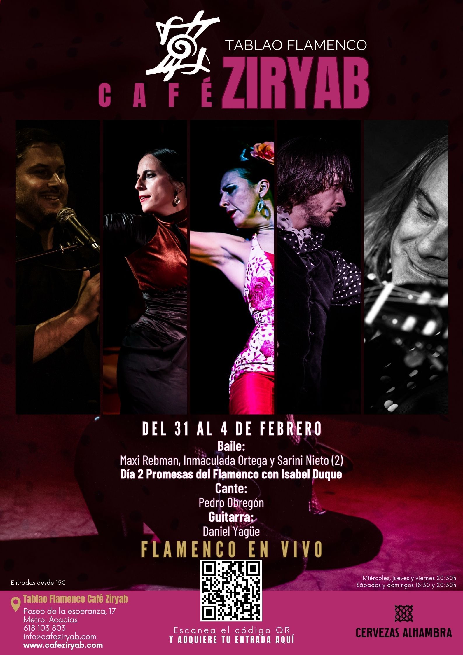 Programación del 31 de enero al 4 de febrero en Tablao Flamenco Café Ziryab