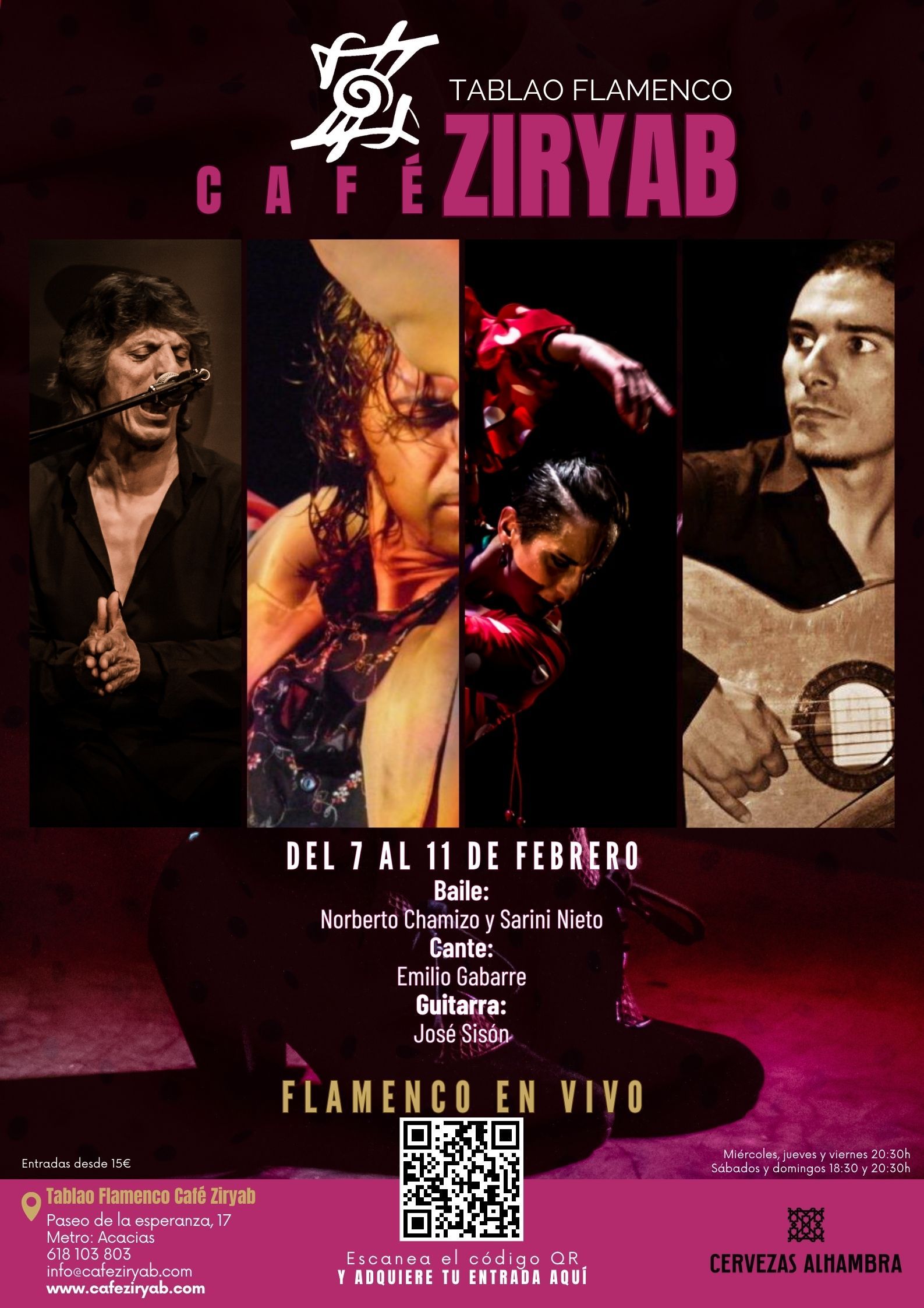 Programación del 7 al 11 de febrero en Tablao Flamenco Café Ziryab