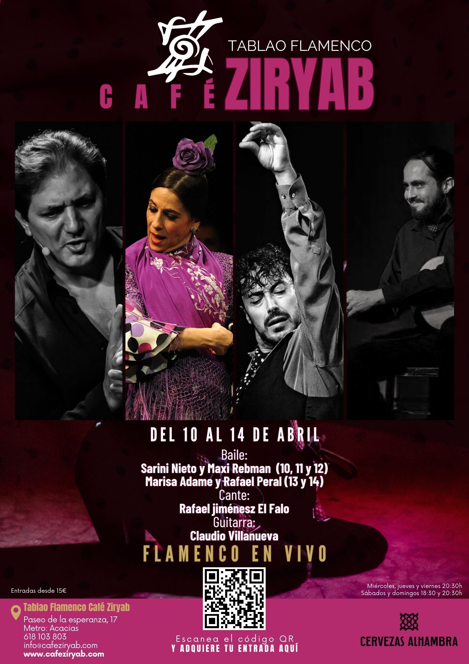 Programación del 10 al 14 de abril en Tablao Flamenco Café Ziryab