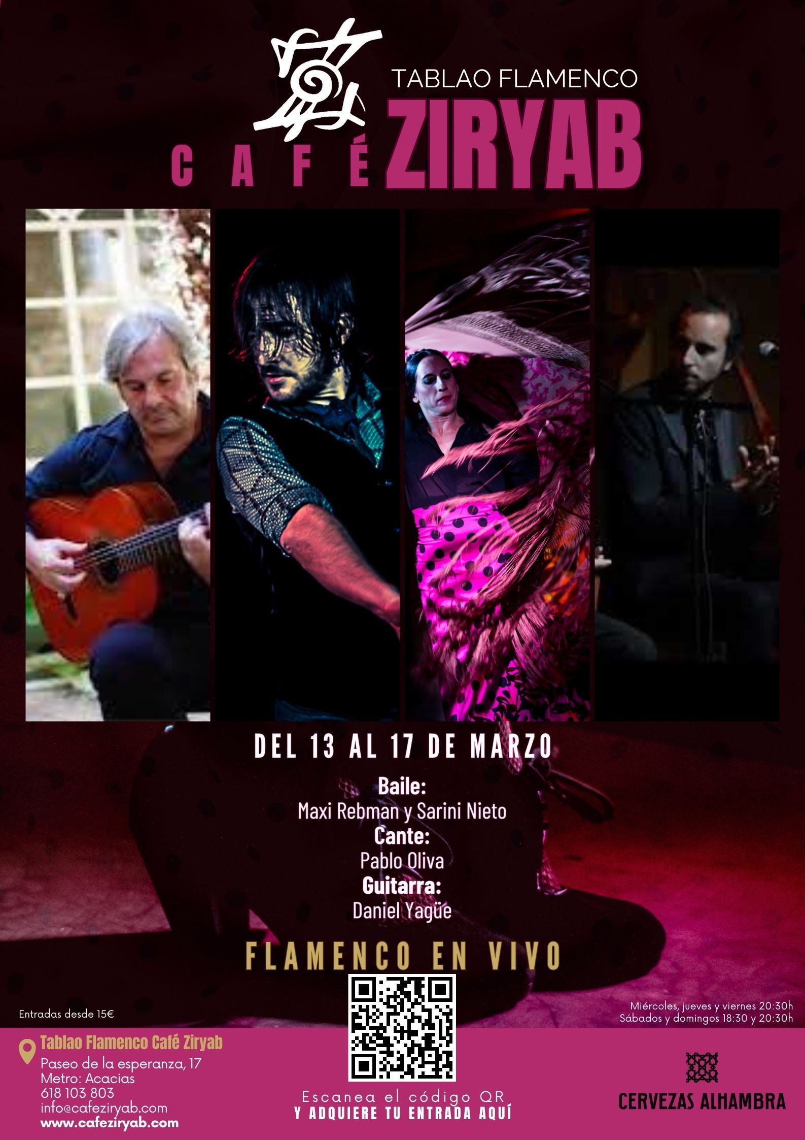 Programación del 13 al 17 de marzo en Tablao Flamenco Café Ziryab