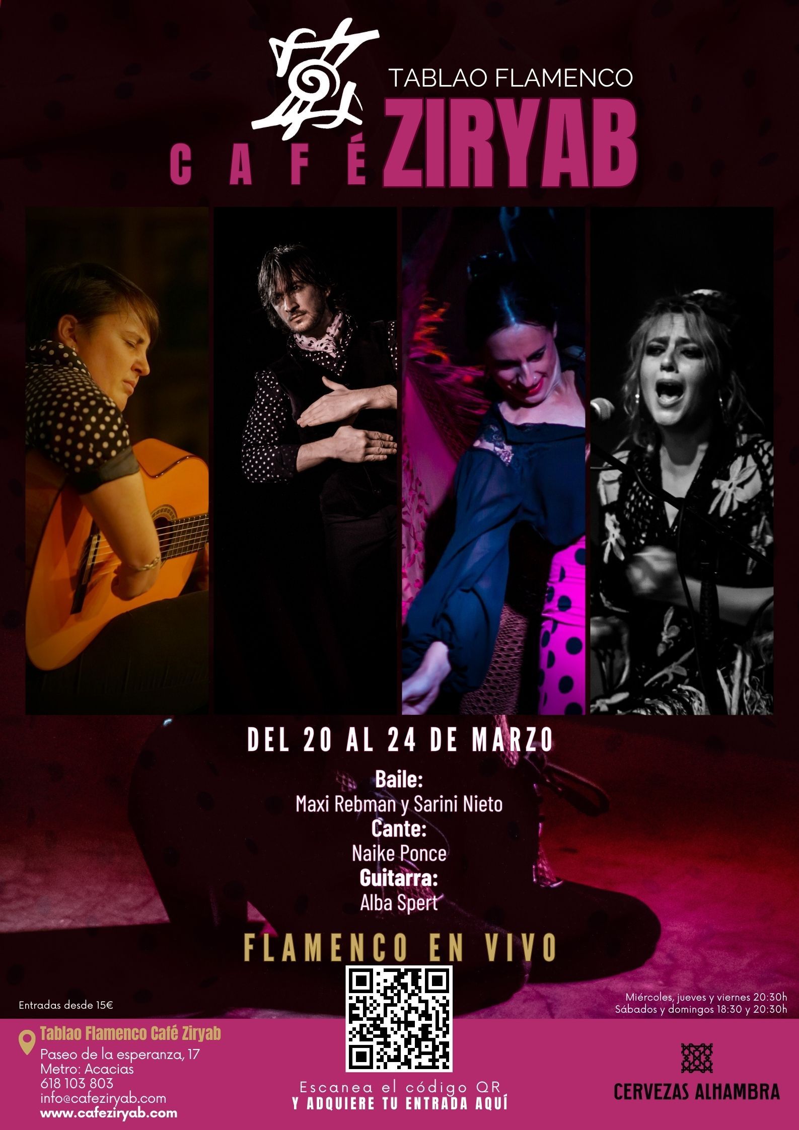 Programación del 20 al 24 de marzo en Tablao Flamenco Café Ziryab
