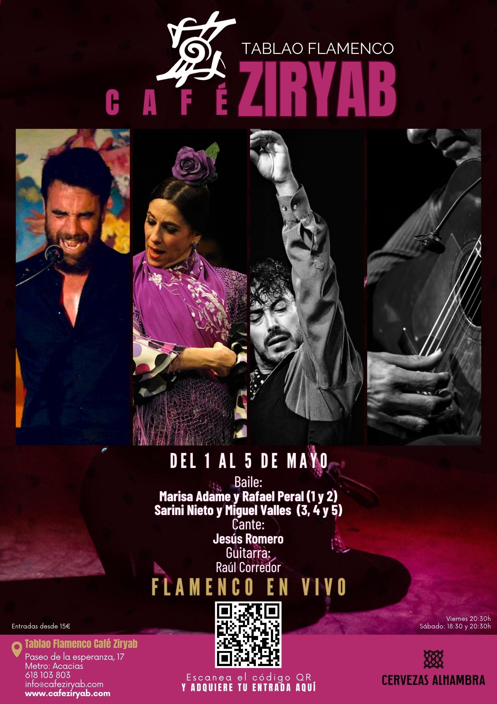 Programación del 1 al 5 de mayo en Tablao Flamenco Café Ziryab