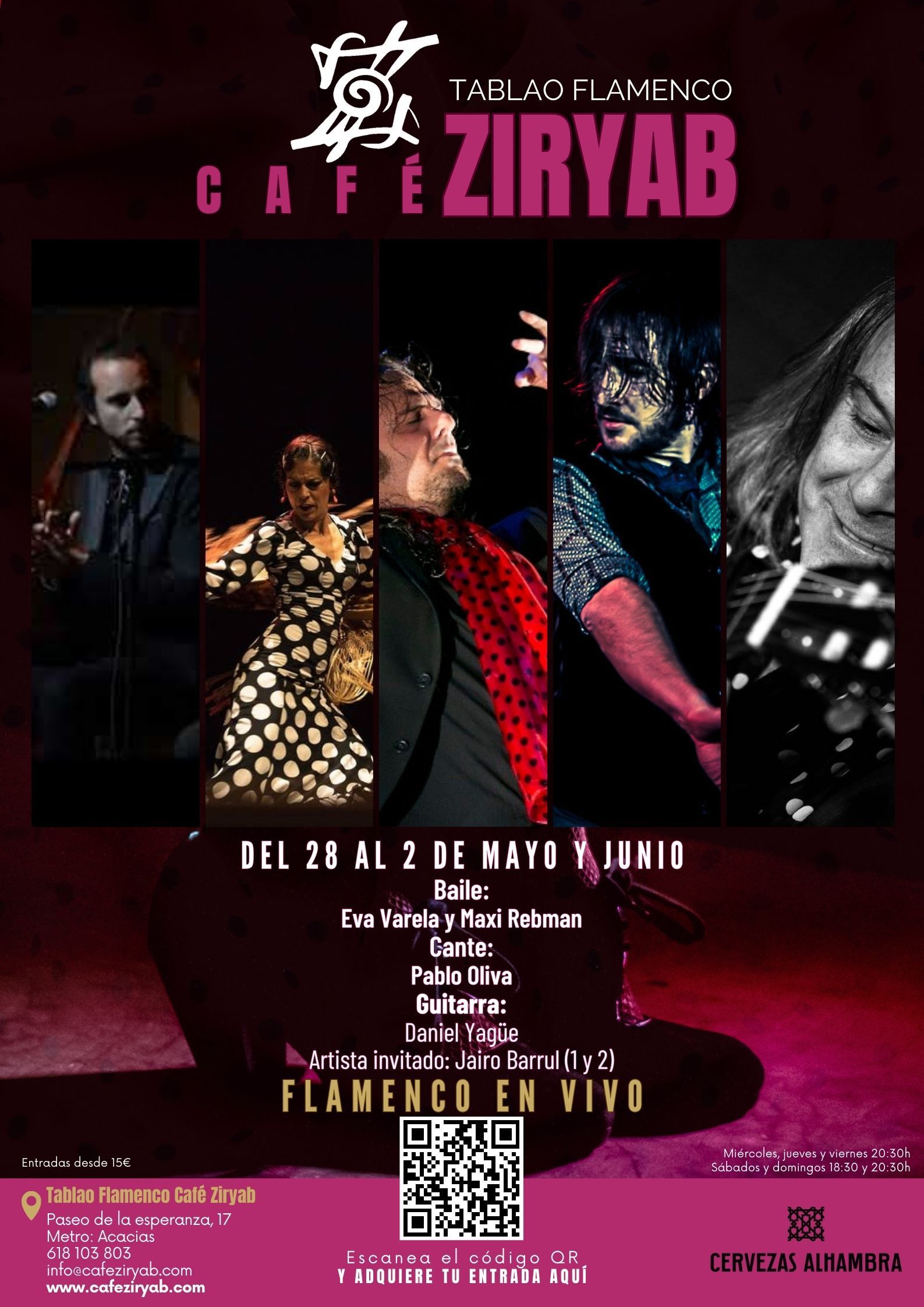 Programación del 28 de mayo al 2 de junio en Tablao Flamenco Café Ziryab