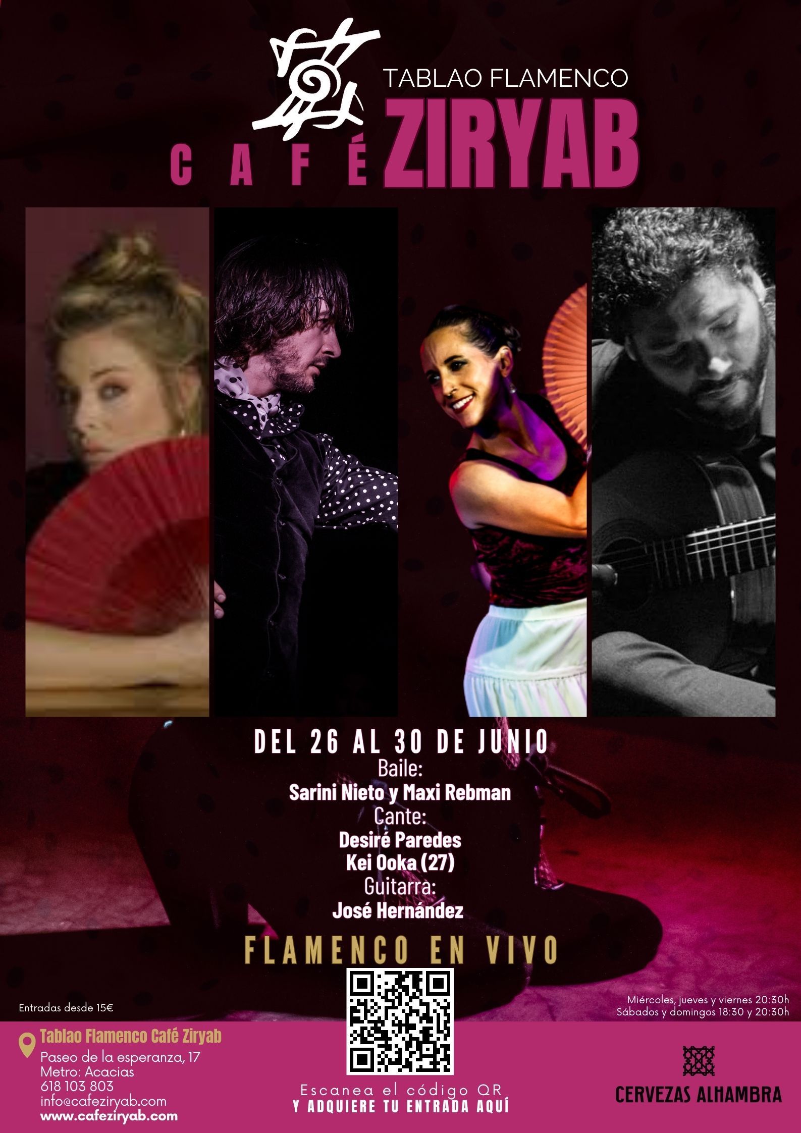 Programación Del 26 Al 30 De Junio En Tablao Flamenco Café Ziryab