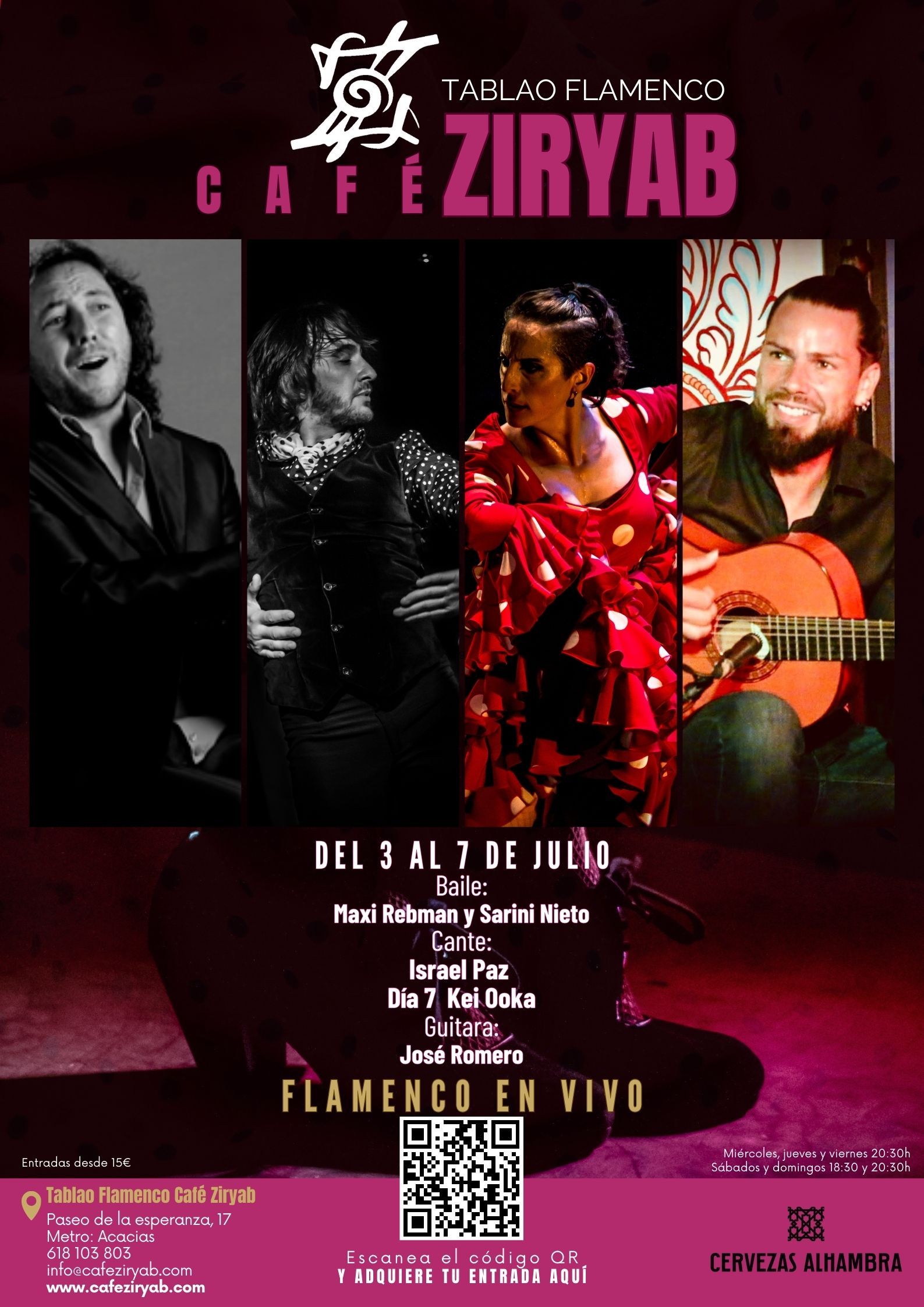 Programación Del 3 Al 7 De Julio En Tablao Flamenco Café Ziryab