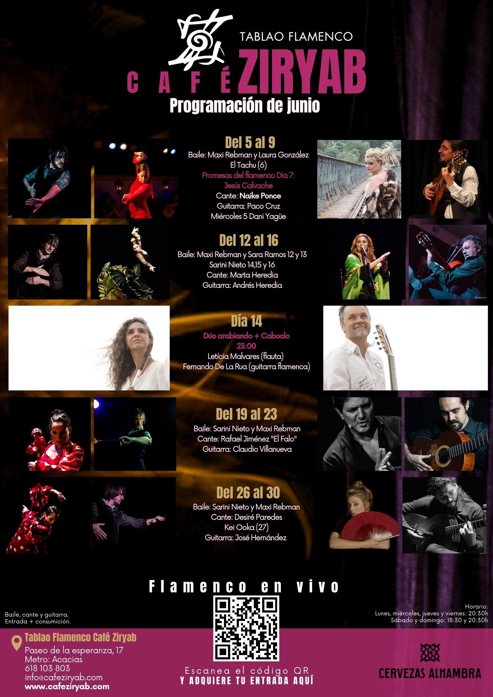 Espectáculos junio tablao flamenco Ziryab