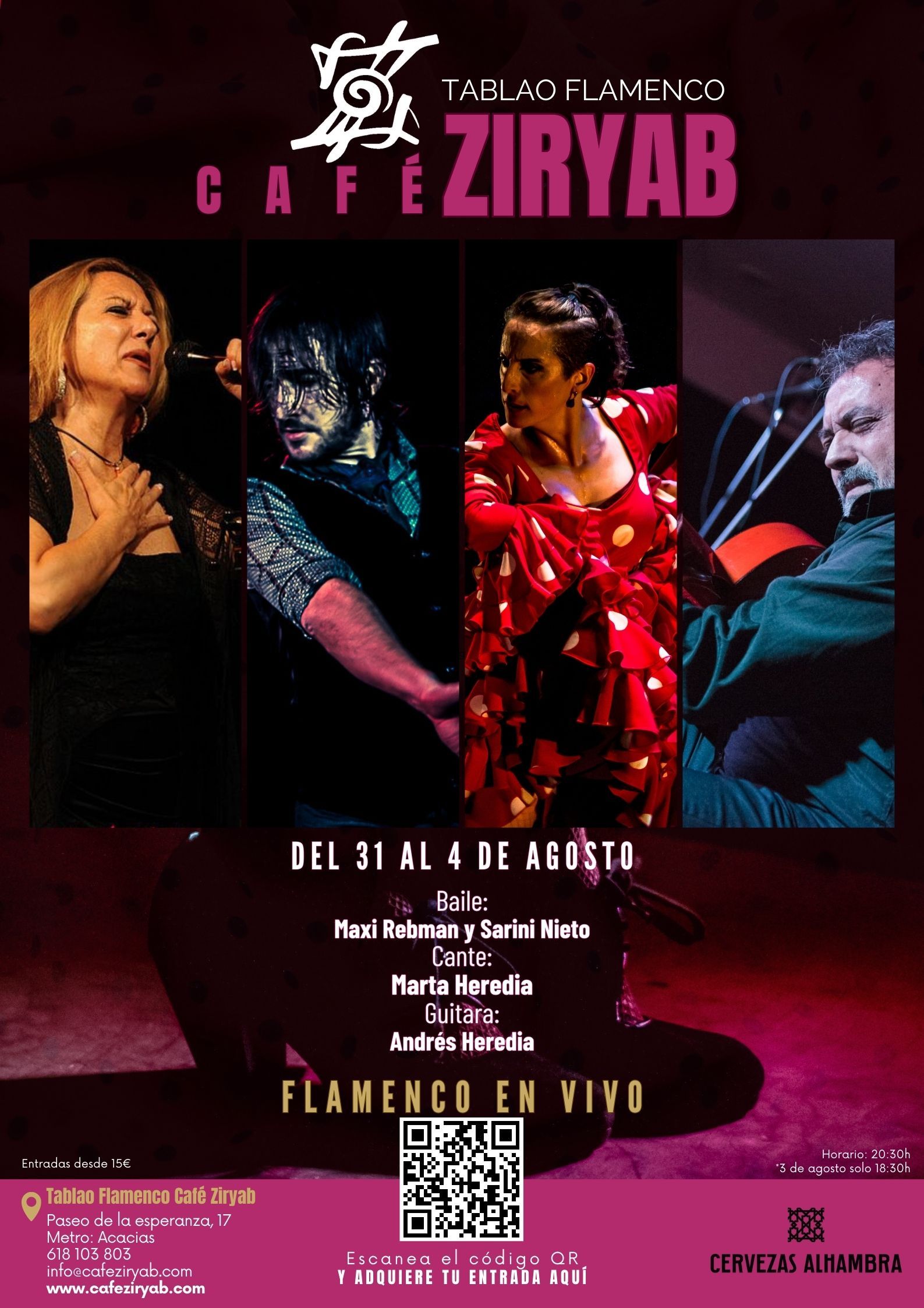 Programación Del 31 De Julio al 4 de Agosto En Tablao Flamenco Café Ziryab
