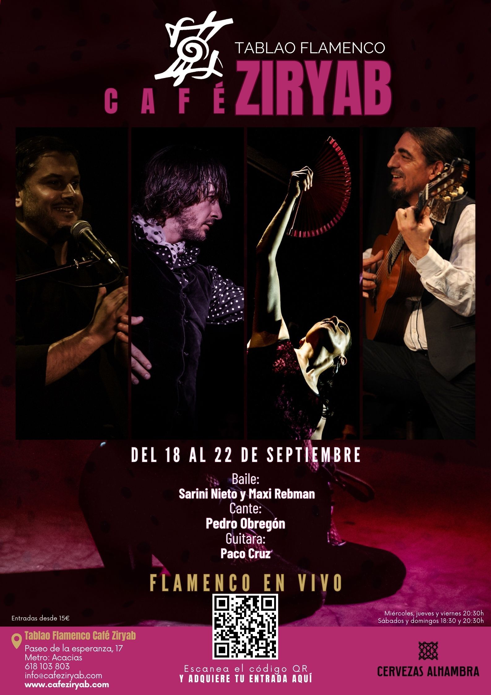 Programación Del 18 al 22 de Septiembre En Tablao Flamenco Café Ziryab
