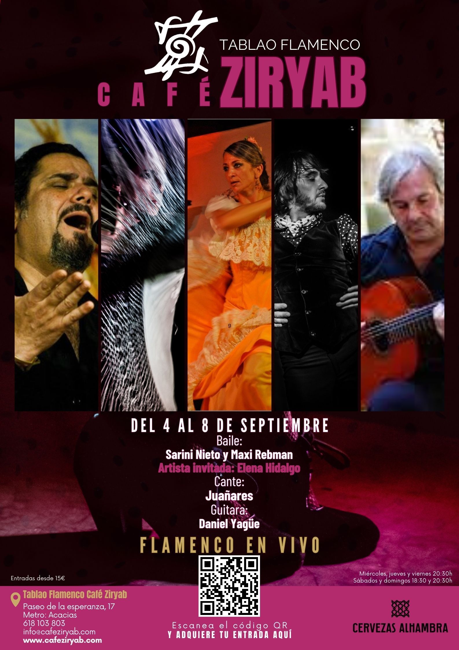 Programación Del 4 al 8 de Septiembre En Tablao Flamenco Café Ziryab