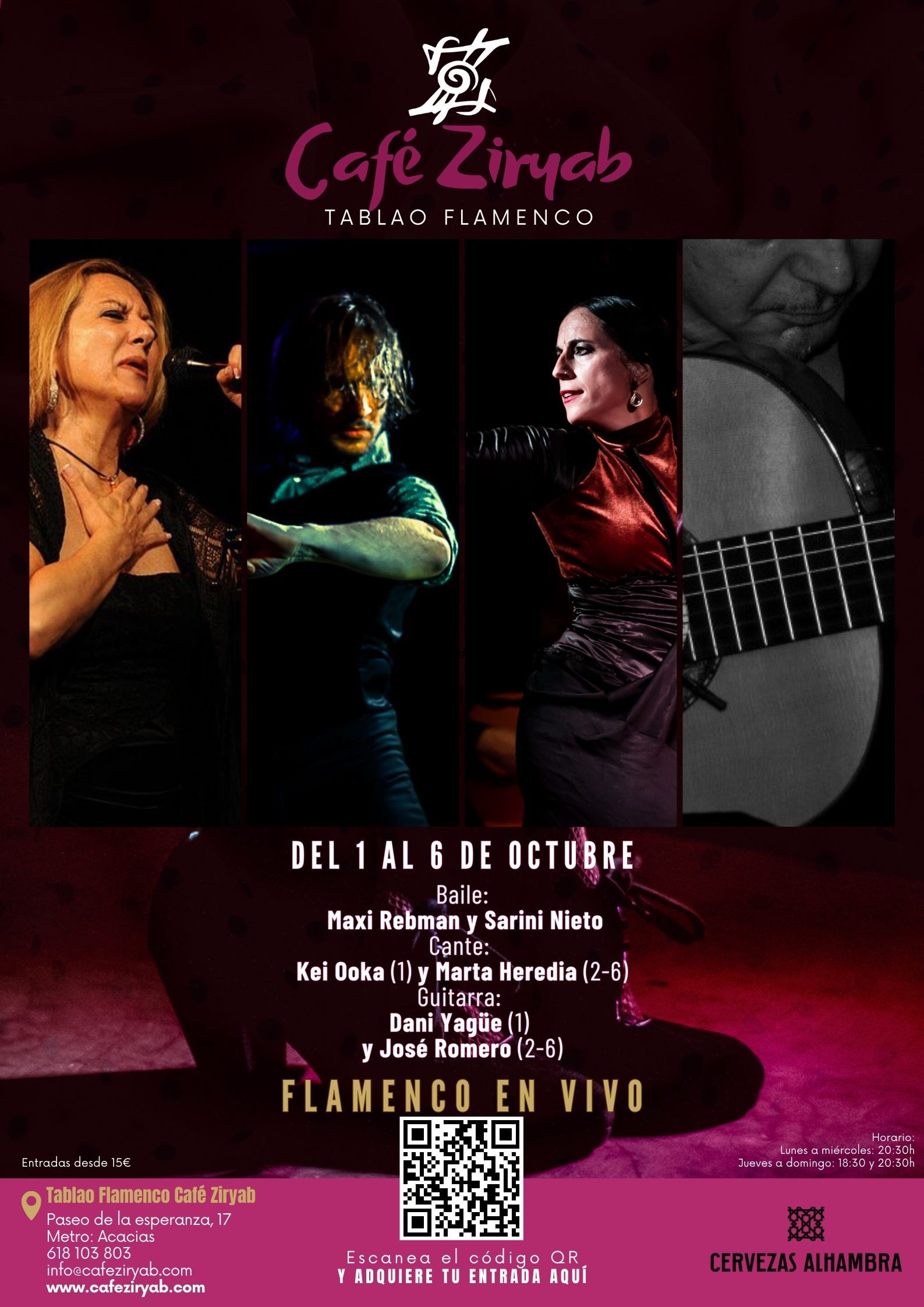 Programación Del 1 al 6 de Octubre En Tablao Flamenco Café Ziryab