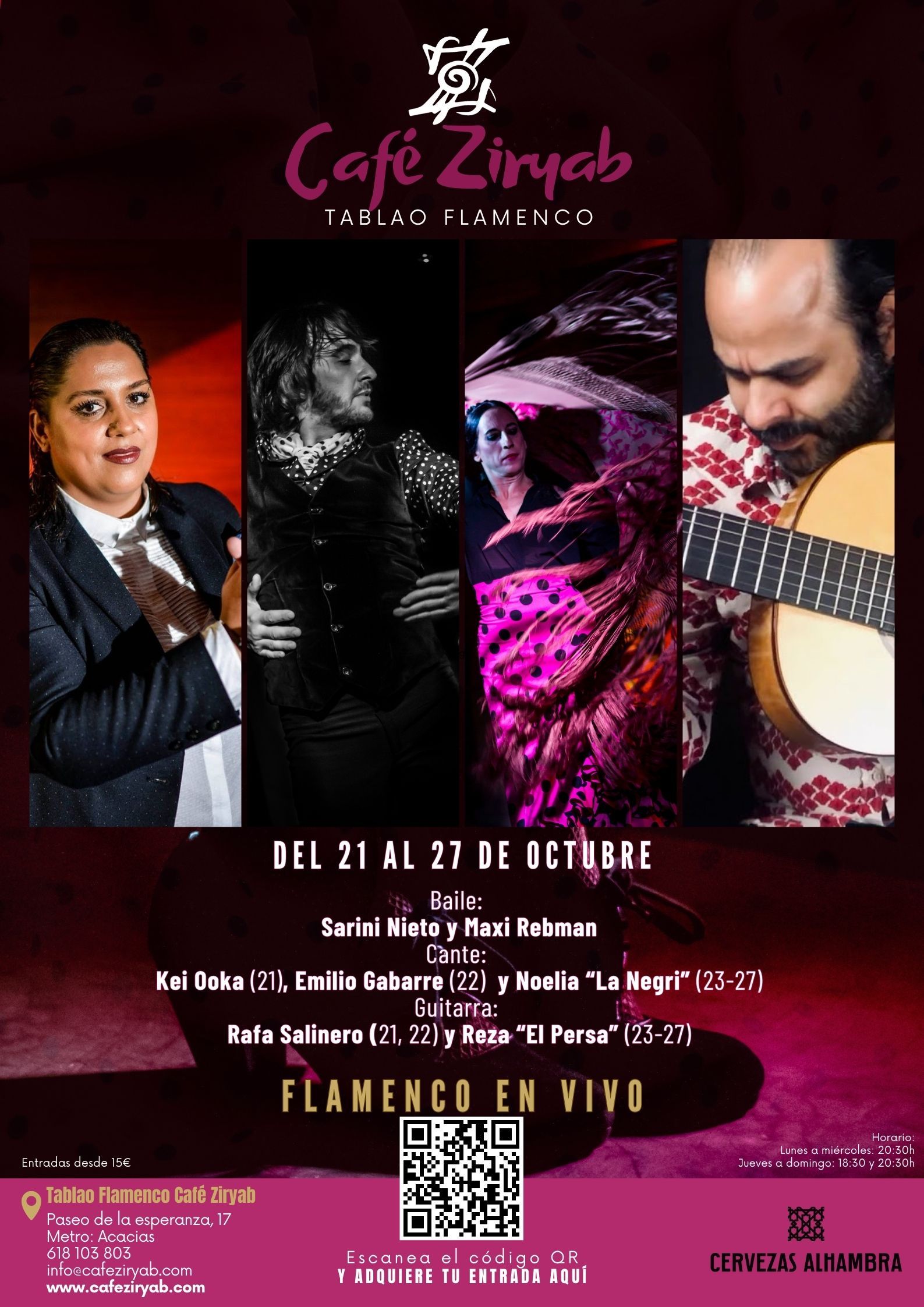 Programación Del 21 al 27 de Octubre En Tablao Flamenco Café Ziryab