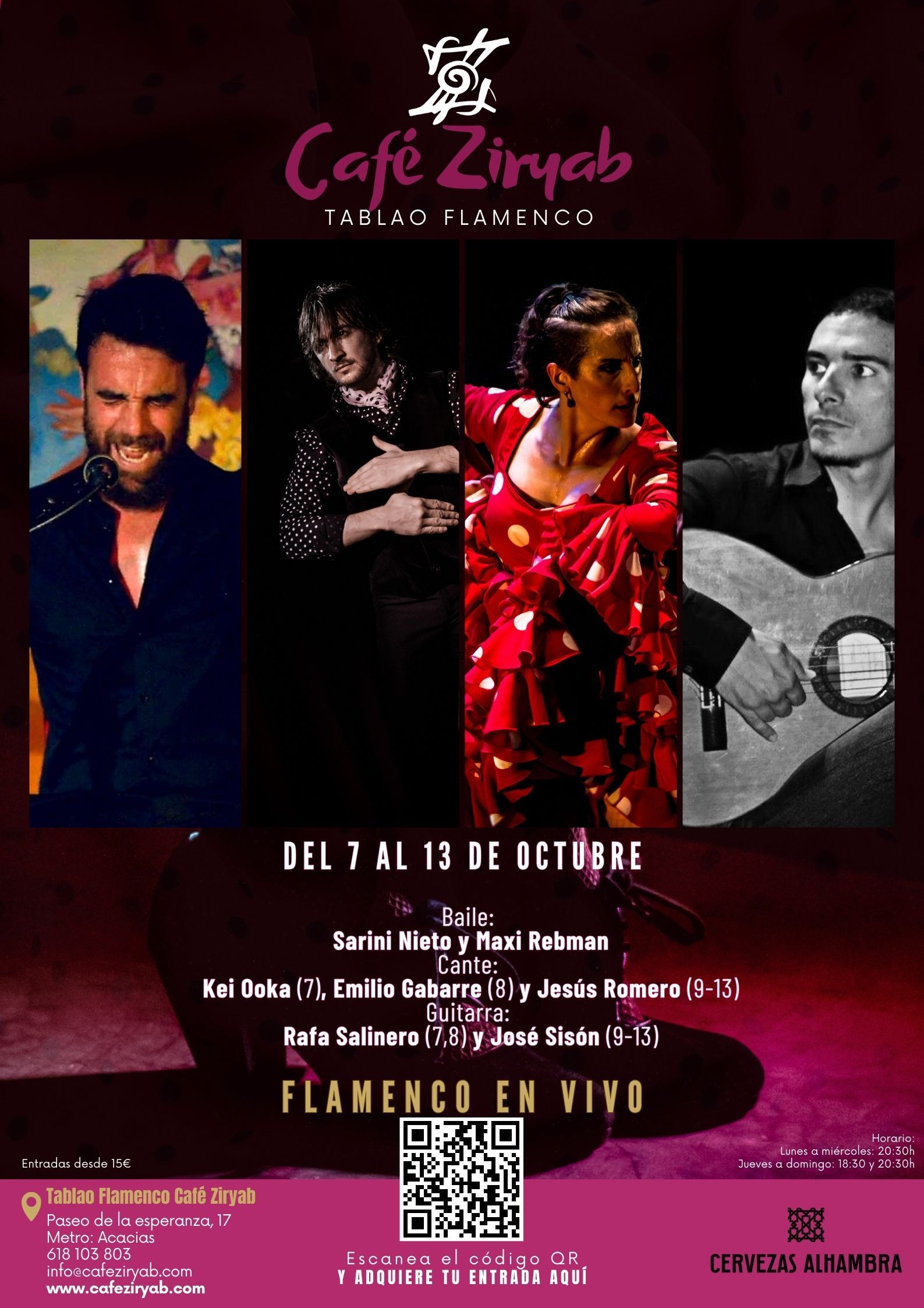 Programación Del 7 al 13 de Octubre En Tablao Flamenco Café Ziryab