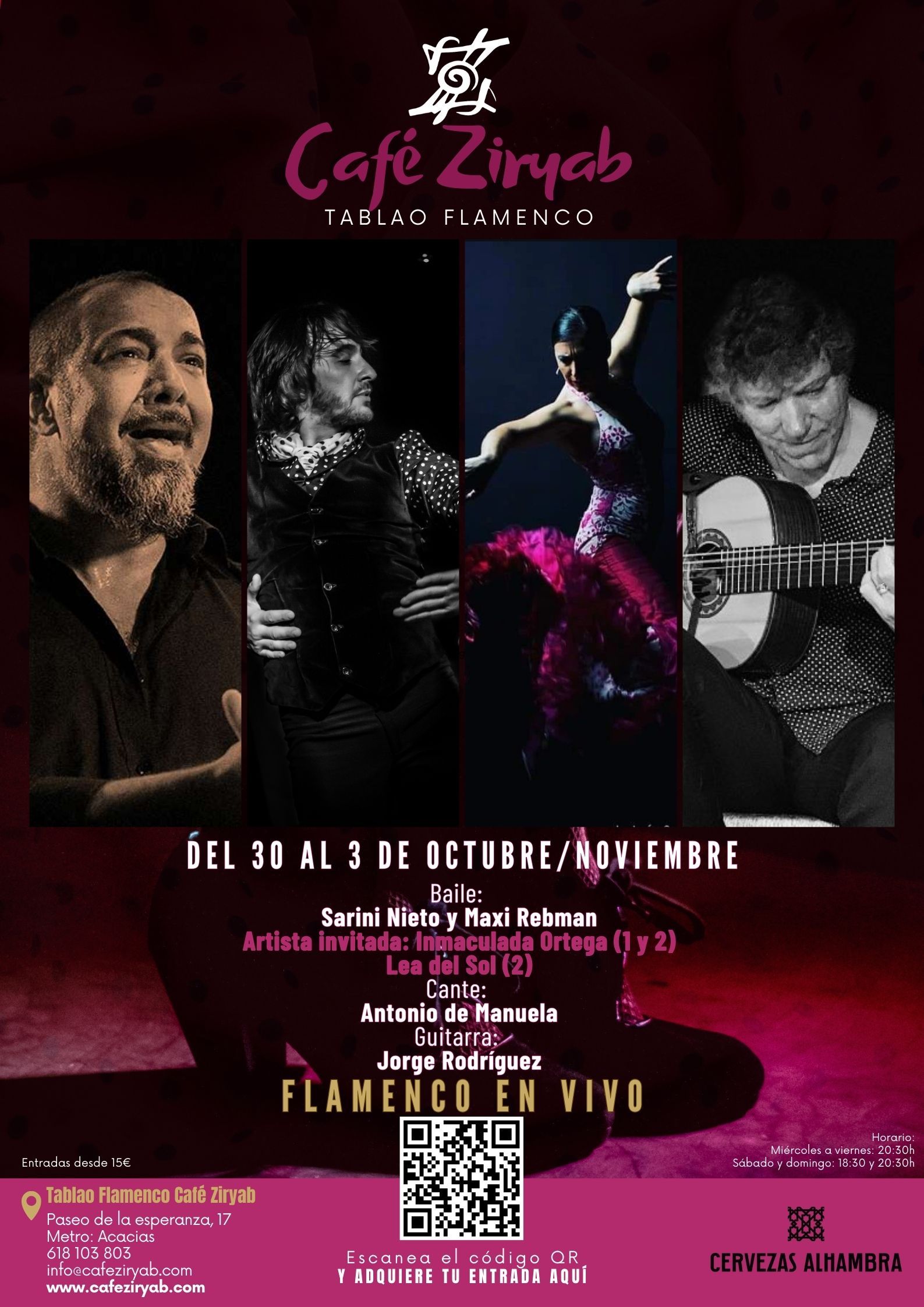 Programación Del 30 de Octubre al 3 de noviembre En Tablao Flamenco Café Ziryab