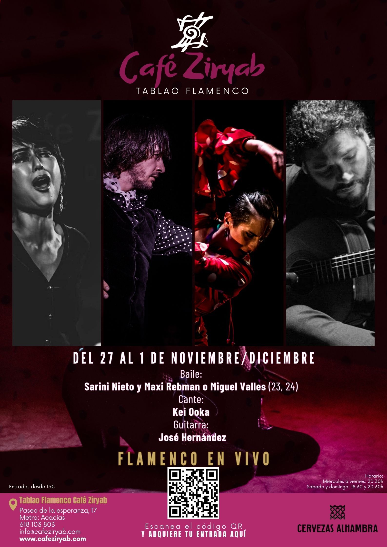 Programación 27 de Noviembre al 1 de Diciembre En Tablao Flamenco Café Ziryab