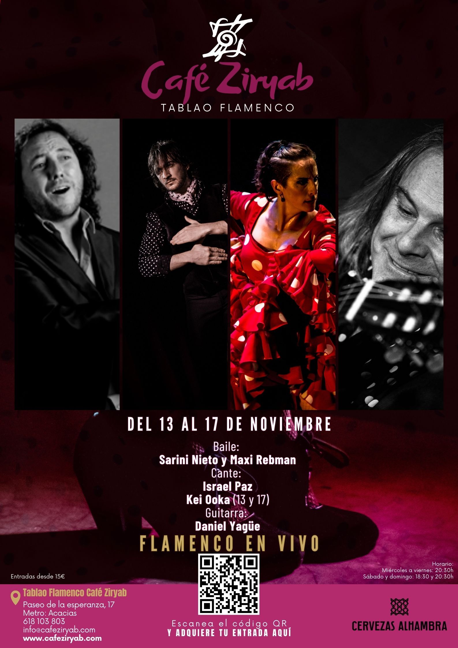 Programación Del 13 al 17 de Noviembre En Tablao Flamenco Café Ziryab