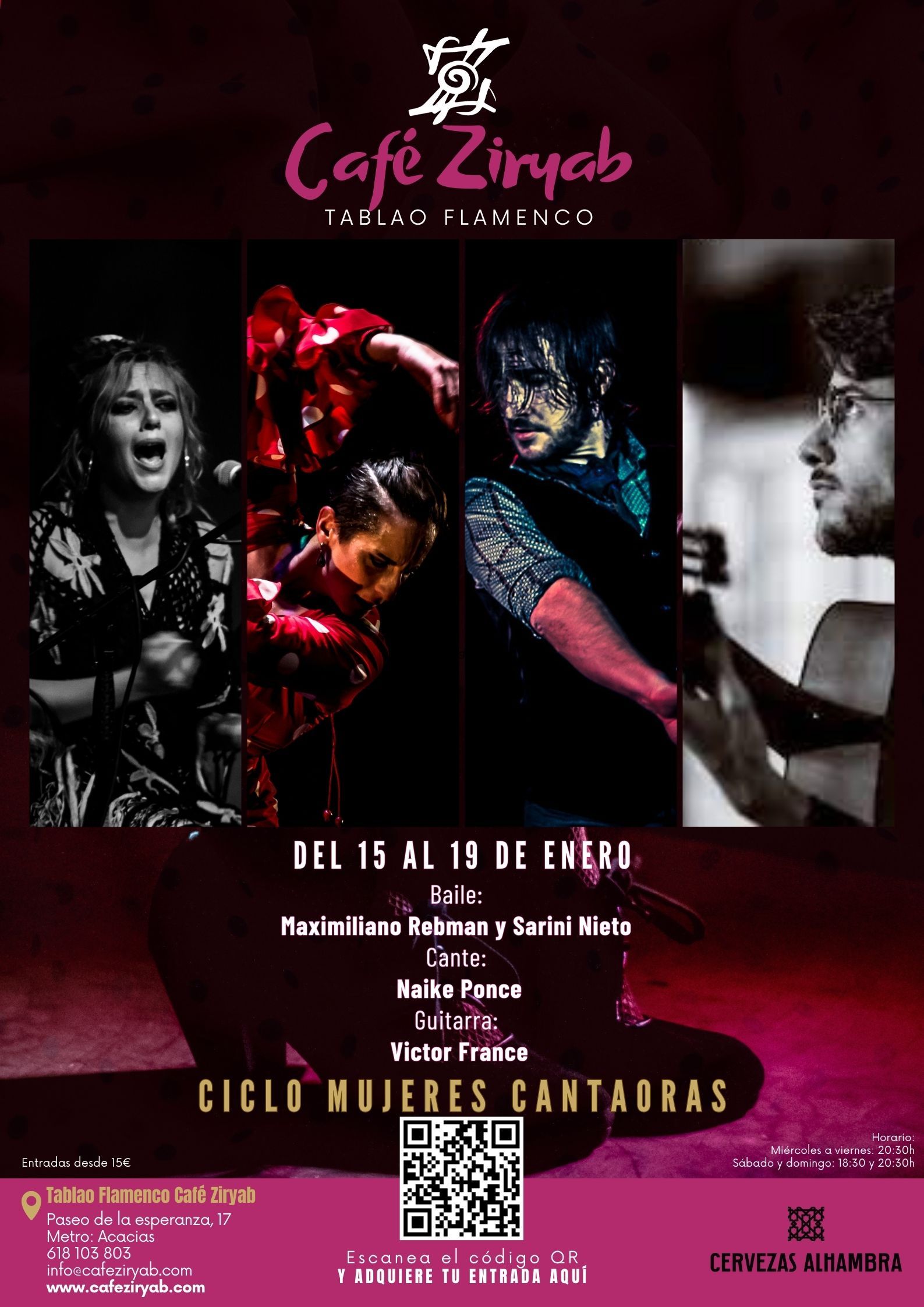 Programación 15 al 19 de enero En Tablao Flamenco Café Ziryab